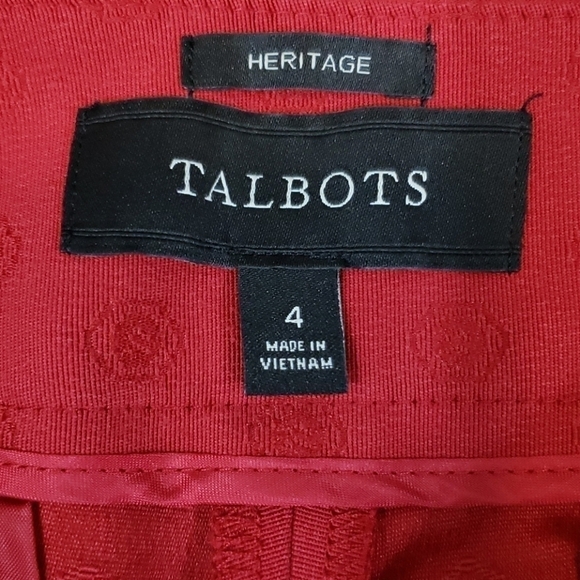 Talbots | Red Heritage Medallion Print Pants Size 4 - Picture 5 of 5